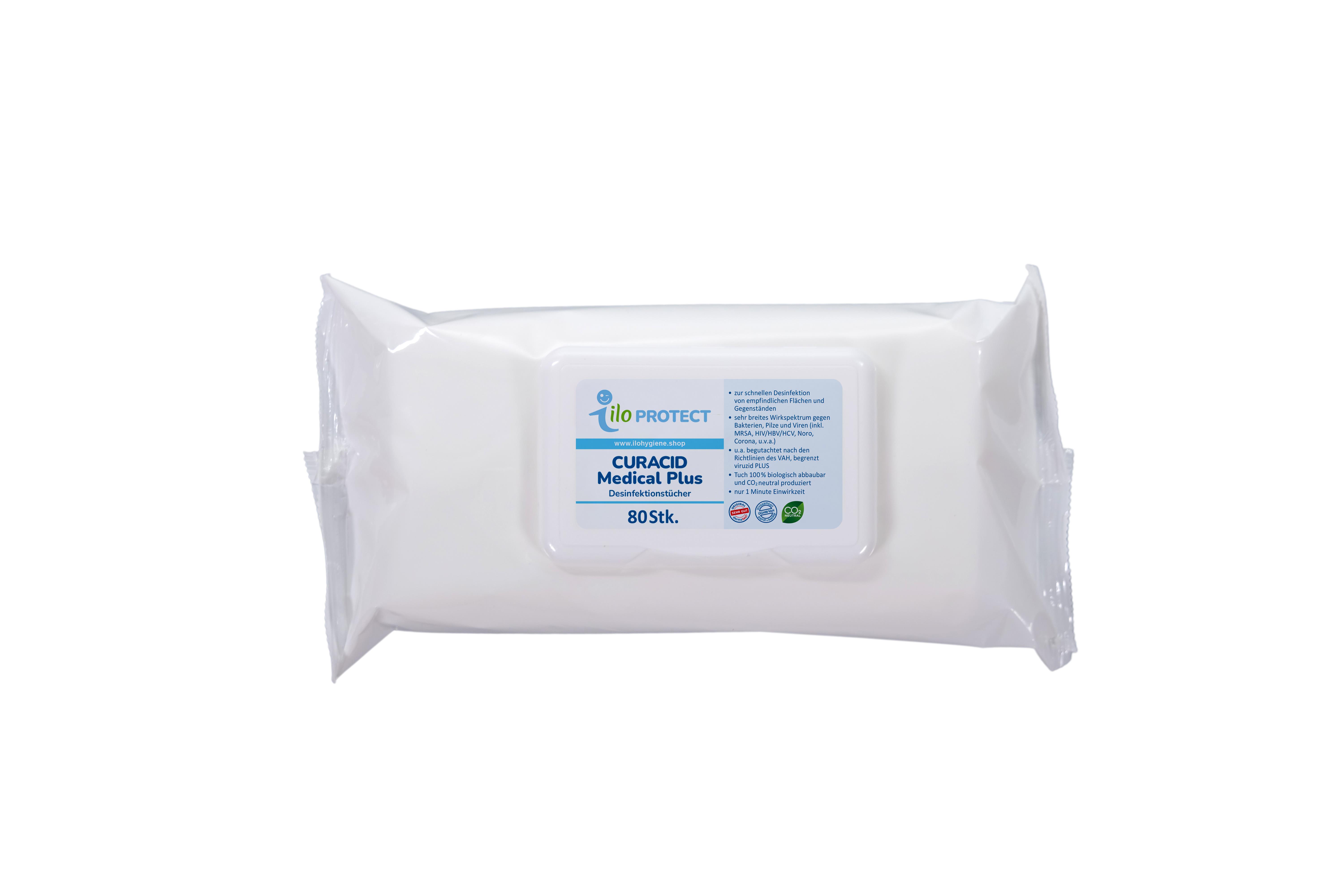ILO Protect Curacid Medical Plus Desinfektionstücher, Flowpack 80 Stk.