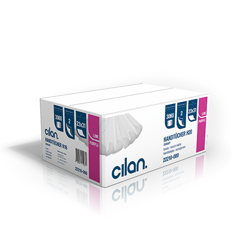 Cilan Falthandtücher Tissue H20, Purple Line, 2-lagig, hochweiß, 25x23 cm, V-Falz, 3000 Blatt