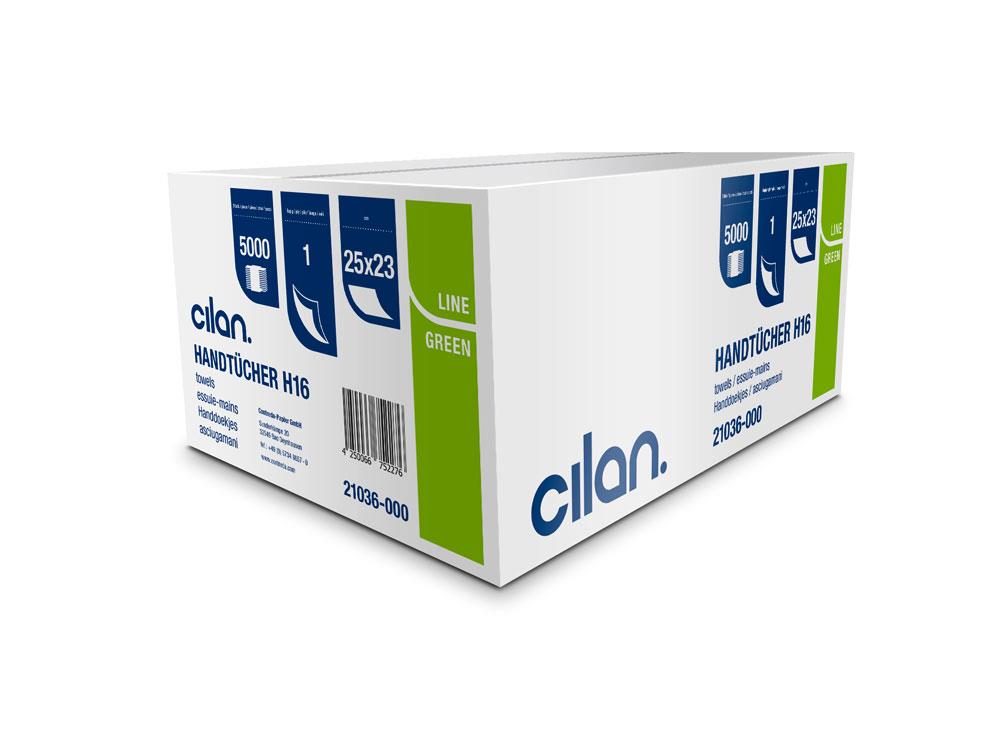 Cilan Falthandtücher Tissue H16, Green Line 1-lagig, Natur, 25x23 cm, V-Falz, 5000 Blatt