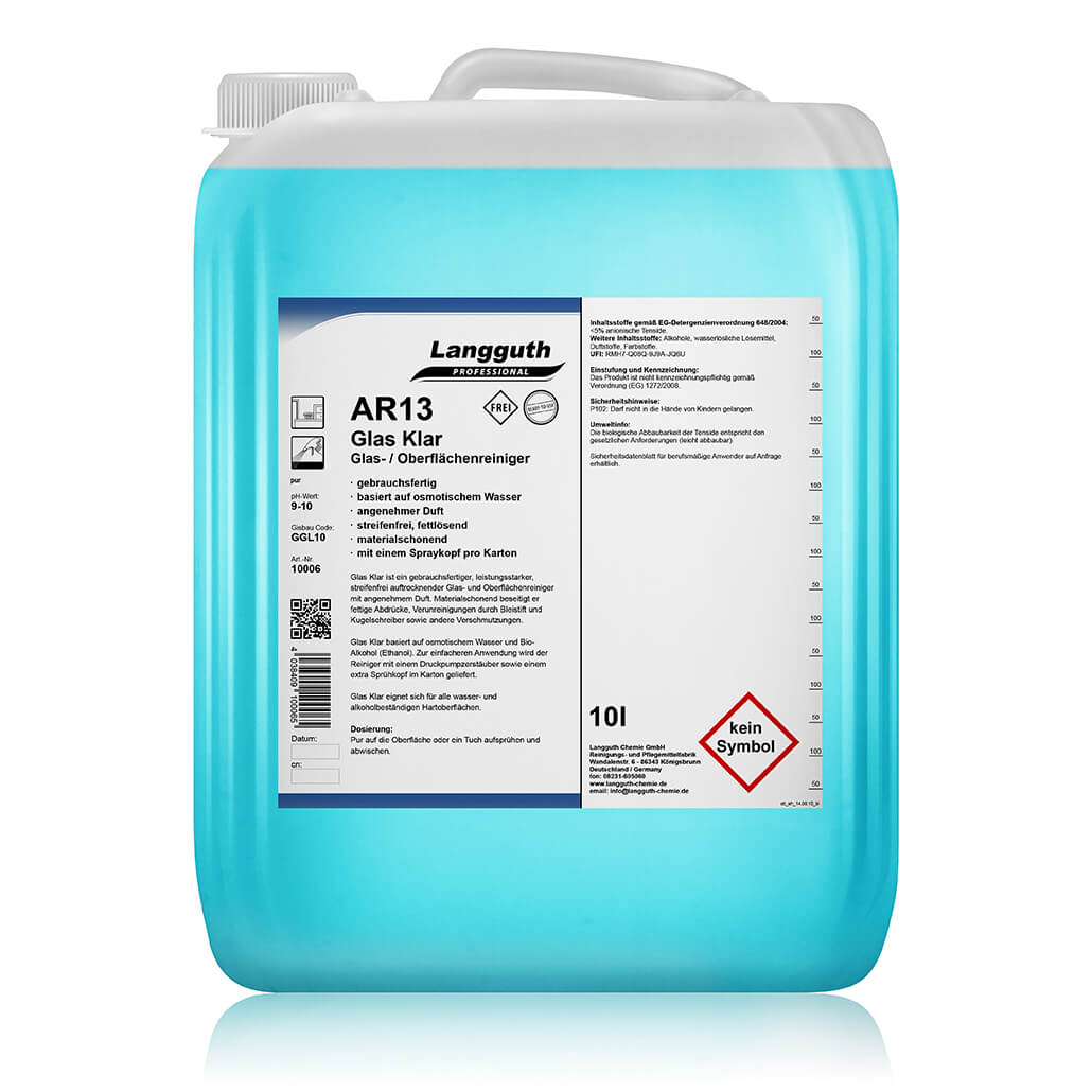 Langguth AR13 Glas Klar Glasreiniger, 10 L