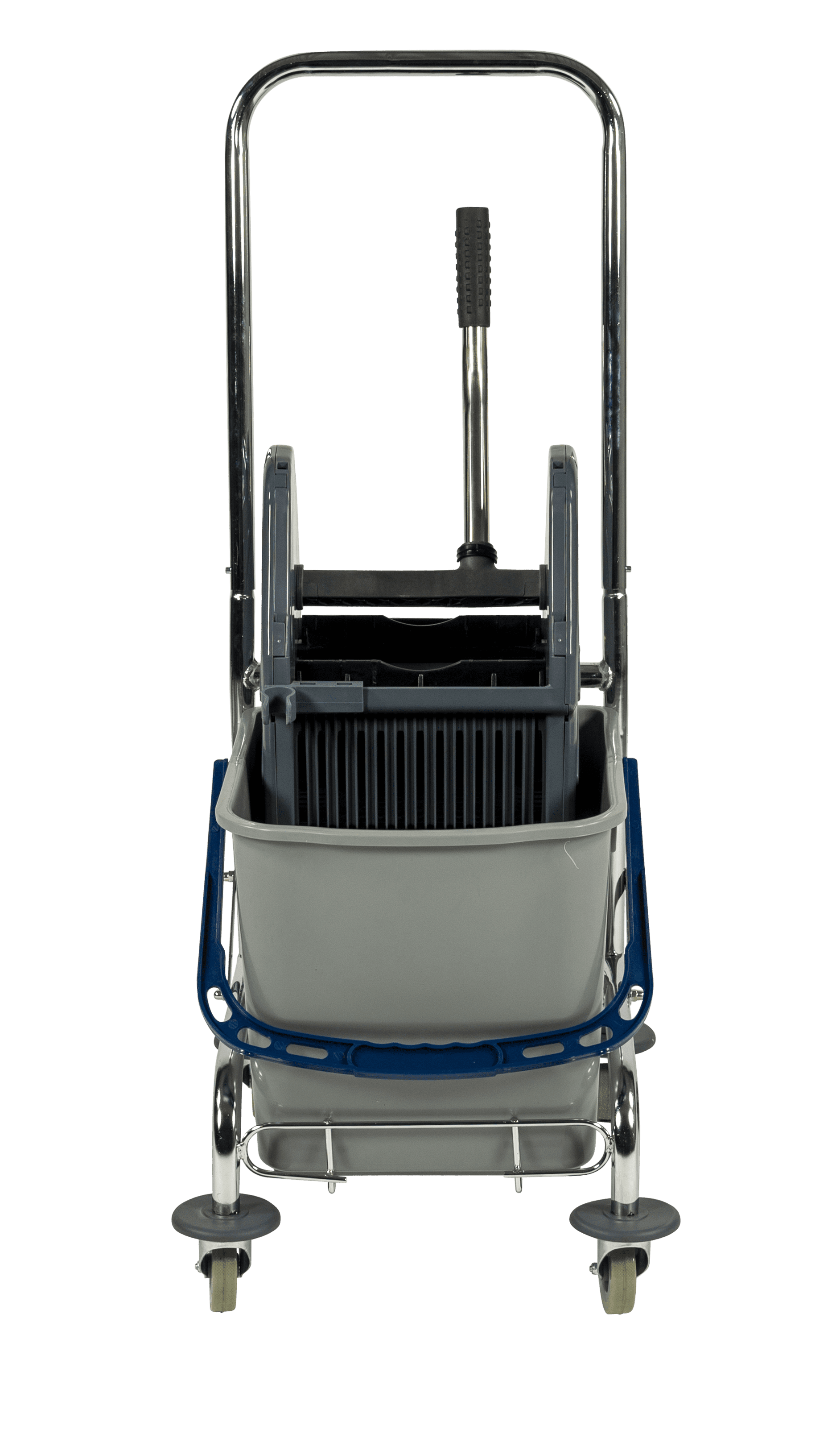 Einfachfahreimer 27 L mit verchromtem Gestell, Deichsel und Drahtkorb