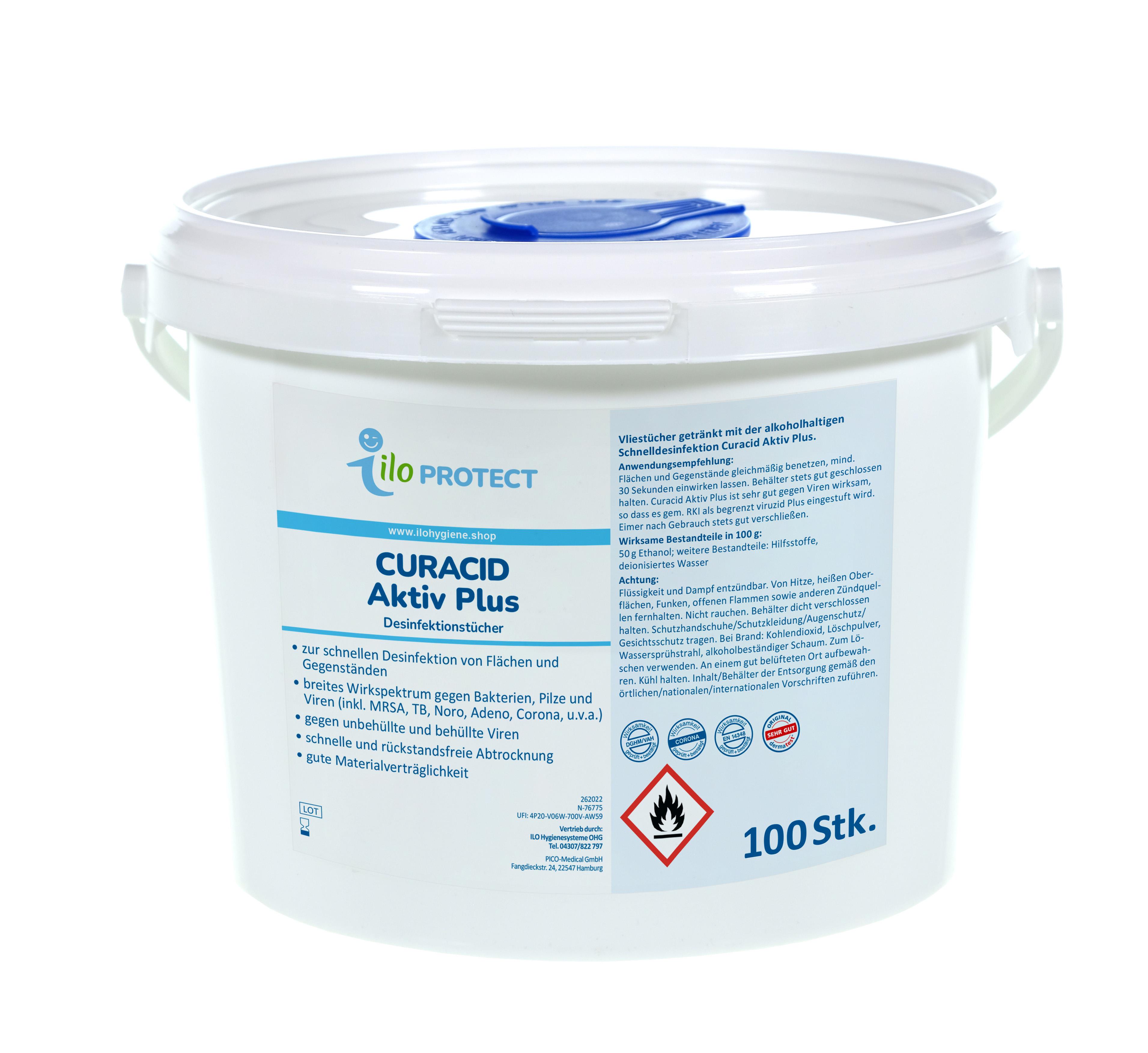ILO Protect Curacid Aktiv Plus Desinfektionstücher XL, 100 Stk.