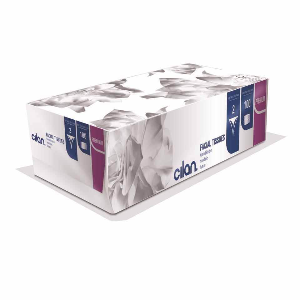 Cilan Kosmetiktücher K20, Purple Line, 2-lagig, Hochweiß, 100 Blatt